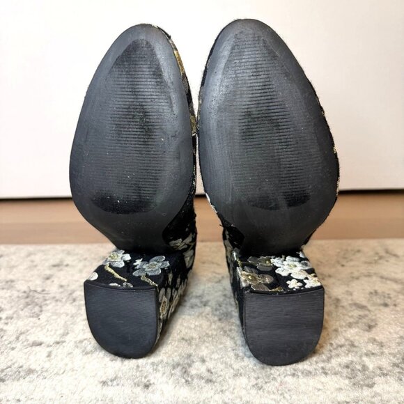 Embroidered Floral Black & Gold Ankle Boots By Indigo Rd. Size 10M Zipper Closur - Picture 9 of 9